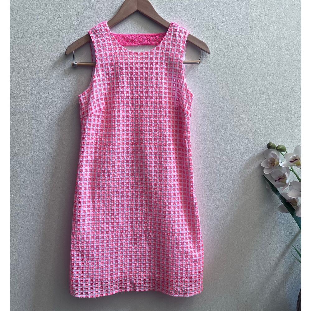 Embroidery Lace Pink White Mini Dress Spense Petite Women's Size Small Barbicore